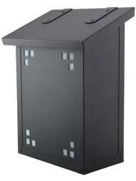 Pasadena Plain Vertical Mailbox with Decorative Glass in Textured Black/Wispy White Glass.